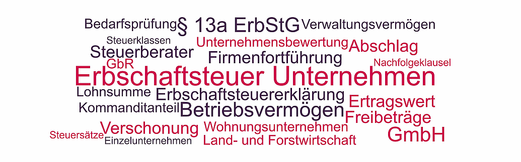 Themen und Begriffe rund um die Erbschaftsteuer für Unternehmen und Betriebe