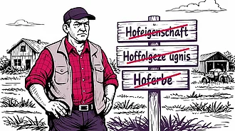 Hofeigenschaft, Hoffolgezeugnis, Hoferbe Ein Landwirt beschäftigt sich mit den Themen Hofeigenschaft, Hoffolgezeugnis und Hoferbe