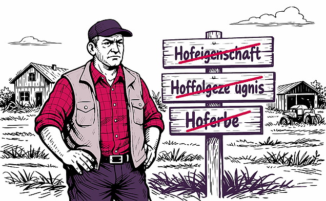 Ein Landwirt beschäftigt sich mit den Themen Hofeigenschaft, Hoffolgezeugnis und Hoferbe