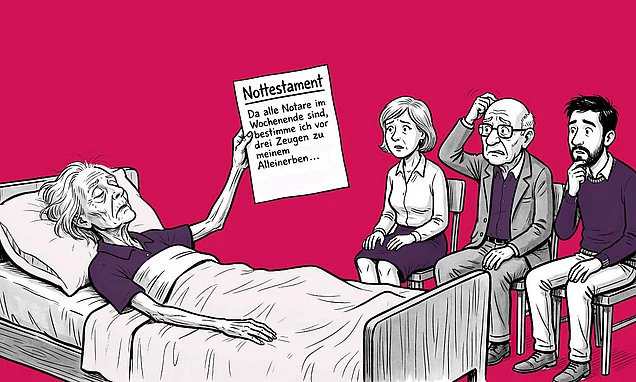 Nottestament vor drei Zeugen auf dem Sterbebett