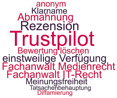 Themen und Begriffe rund um die Löschung von Bewertungen der Plattform Trustpilot durch einen Rechtsanwalt