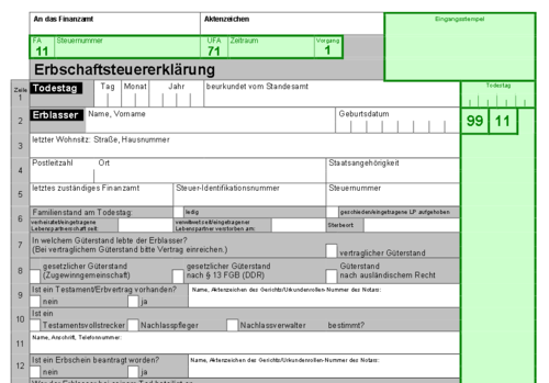 Erbschaftsteuererklärung