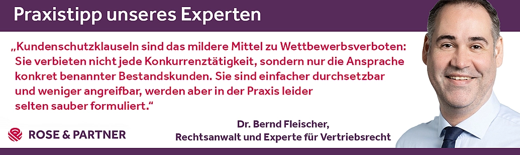 Kundenschutz beim Vertriebsvertrag empfehlenswert, sagt Anwalt für Vertriebsrecht