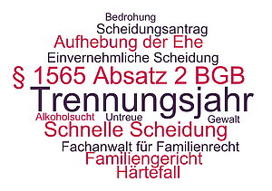 Wörter zum Thema Scheidung vor Ablauf des Trennungsjahres