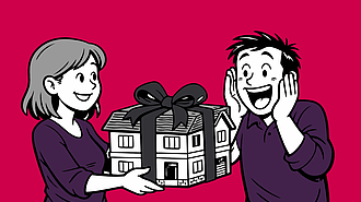 Eine Frau schenkt ihrem Ehemann eine Familienheim-Immobilie