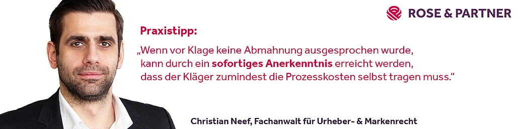 Ohne Abmahnung nicht klagen, sagt Anwalt für Urheberrecht