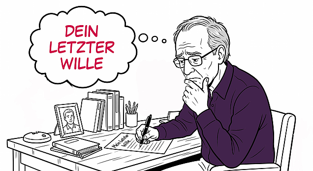 Ein Erbschleicher schreibt ein Testament