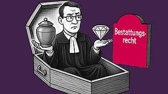 Ein Anwalt wählt bei der Bestattung zwischen Sarg, Urne und Diamant.