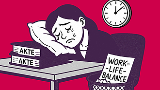 Eine junge Anwältin schläft wegen Missachtung des Arbeitszeitgesetzes in der Kanzlei ein.