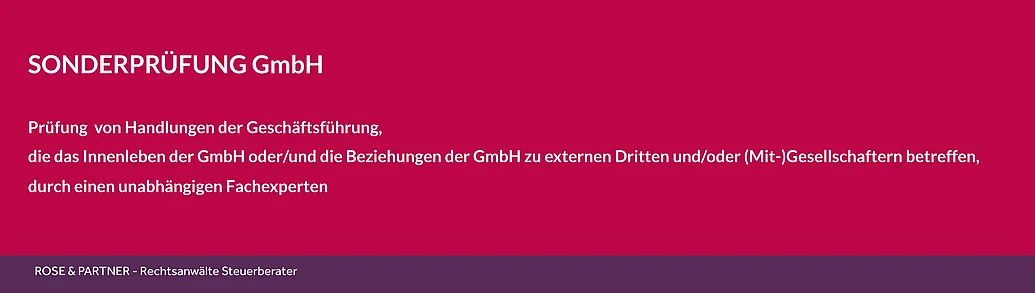 Sondeprüfung GmbH Gegenstand der Sonderprüfung bei der GmbH