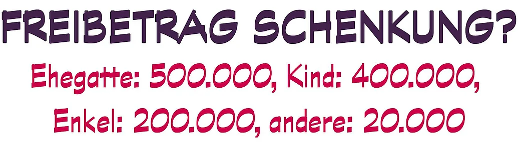 Freibetrag Schenkungssteuer bei Schenkungen Schenkungen unterliegen der Schenkungssteuer, soweit sie den persönlichen Freibetrag des Beschenkten übersteigen. Dieser liegt zwischen 20.000 Euro und 50.000 Euro - je nach rechtlich-familiärer Beziehung zum Schenker.