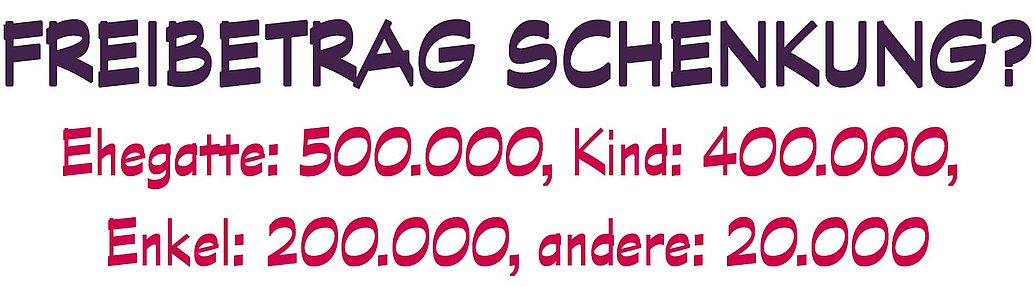 Schenkungen unterliegen der Schenkungssteuer, soweit sie den persönlichen Freibetrag des Beschenkten übersteigen. Dieser liegt zwischen 20.000 Euro und 50.000 Euro - je nach rechtlich-familiärer Beziehung zum Schenker. 