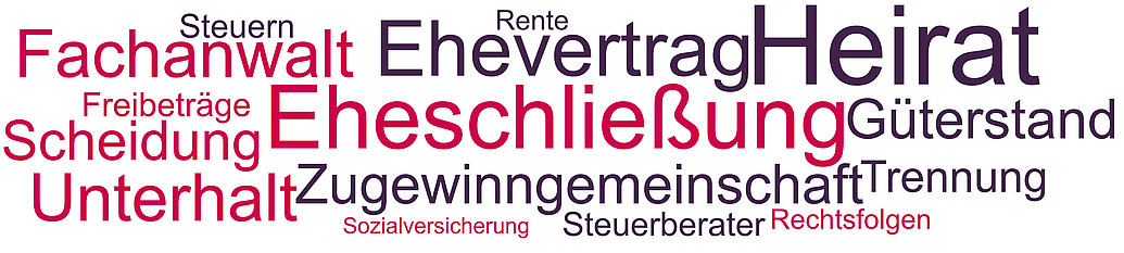 Bei der Heirat sollte man die Pflichten, Vorteile und Nachteile kennen, die die Ehe bringt. Hinsichtlich der rechtlichen und steuerlichen Folgen, kann ein Fachanwalt für Familienrecht oder ein Steuerberater beraten. 