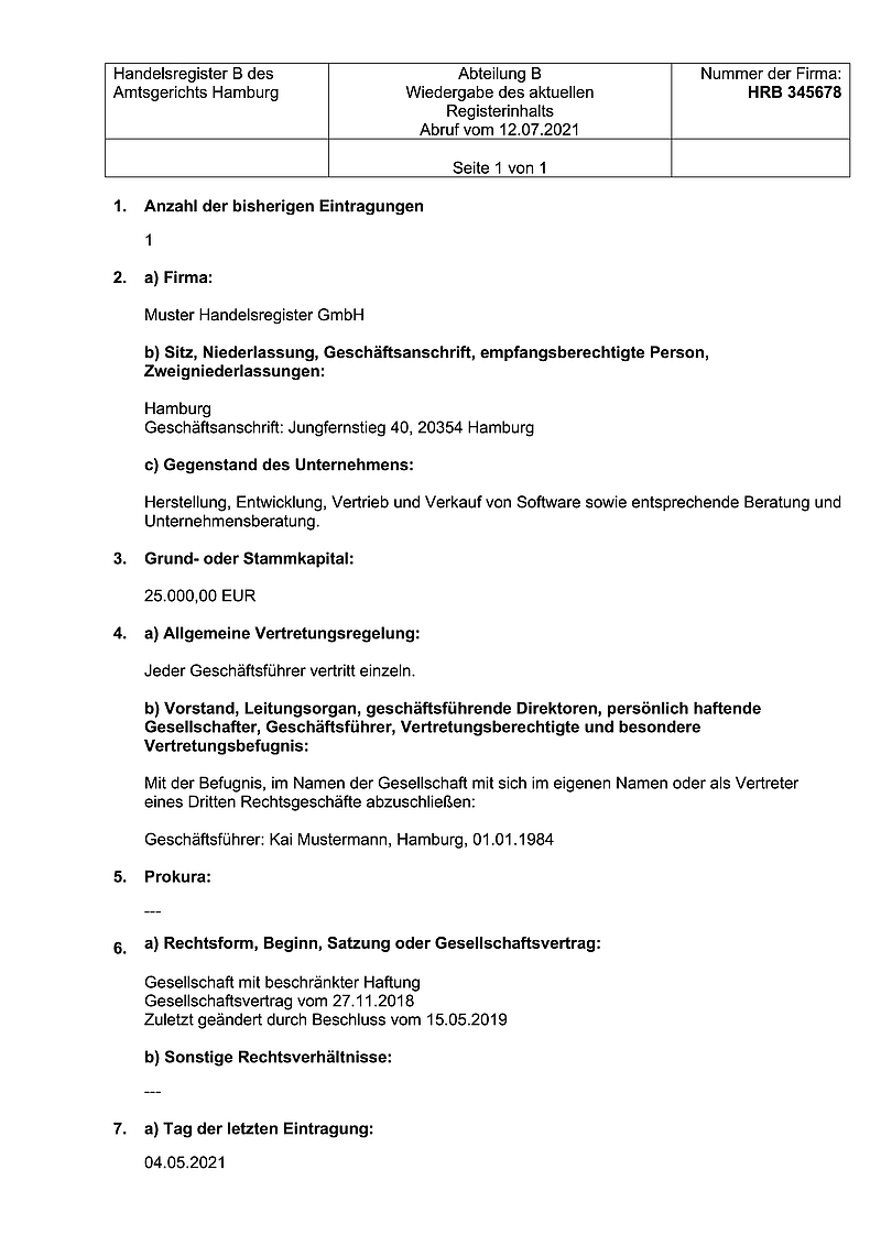 Handelsregister Kanzlei für Gesellschaftsrecht