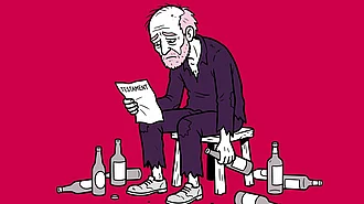 Ein Mann mit Alkoholsucht und Depression hält ein Testament in der Hand.