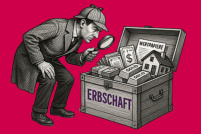 Ein Detektiv erforscht eine Erbschaft und nimmt dabei Geld, Wertpapier und Immobilien unter die Lupe