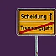 Ein Schild weist den Weg zur schnellen Scheidung ohne Einhaltung des Trennungsjahres