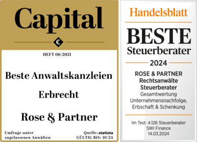 Auszeichnung als Beste Steuerberater und Beste Anwaltskanzlei Erbrecht