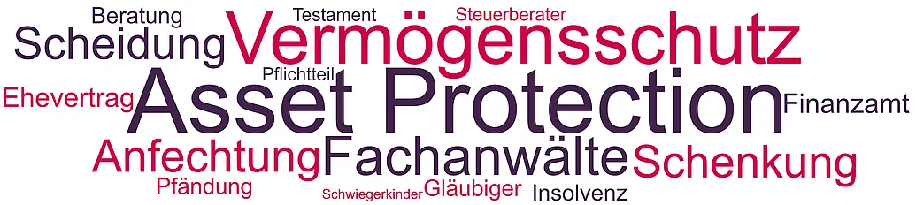 Asset Protection & Vermögensschutz vom Fachanwalt Bei der Asset Protection versucht man, Vermögen vor dem Zugriff von Gläubigern, Enterbten, Geschiedenen oder dem Finanzamt zu schützen. Hierfür setzt man unter anderem Mittel des Familienrechts, Steuerrechts, Erbrechts oder auch Stiftungsrechts ein.