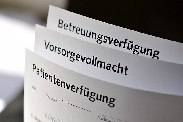 Die Dokumente Vorsrogevollmacht, Betreuungsverfügung und Patientenverfügung