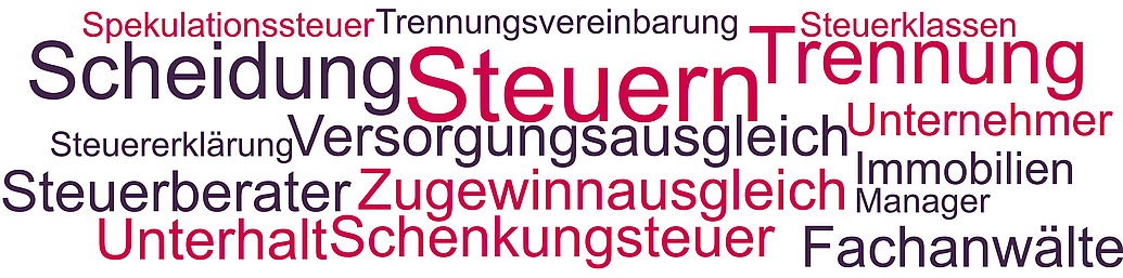 Begriffe und Themen rund um steuerliche Fragen bei der Trennung und Scheidung von Ehegatten