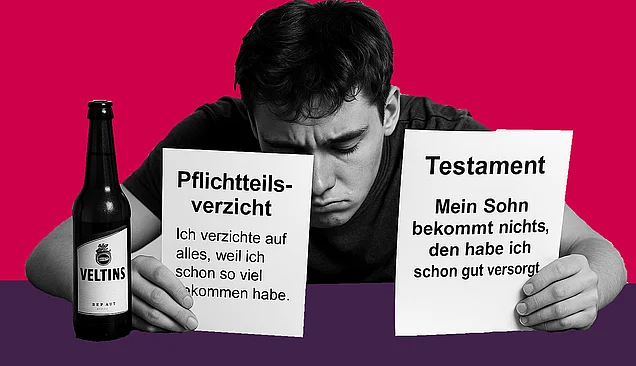 Enterbter Sohn mit Testament und Pflichtteilsverzicht