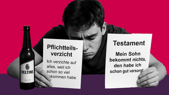 Enterbter Sohn mit Testament und Pflichtteilsverzicht