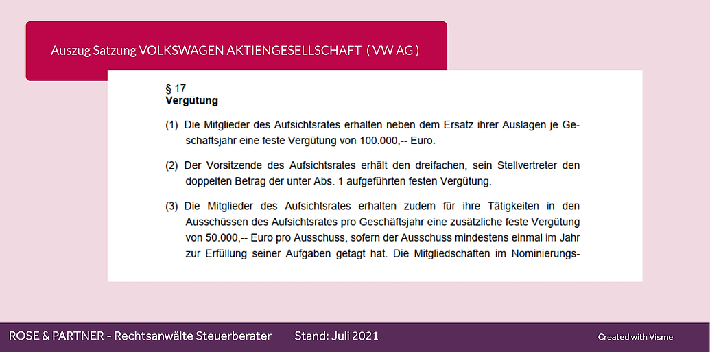Vergütung Gehalt Aufsichtsrat VW Volkswagen AG