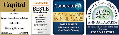 Auszeichnungen von ROSE & PARTNER im Erbrecht