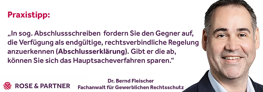 Eine Einstweilige Verfügung im Markenrecht kann die Klage entbehrlich machen